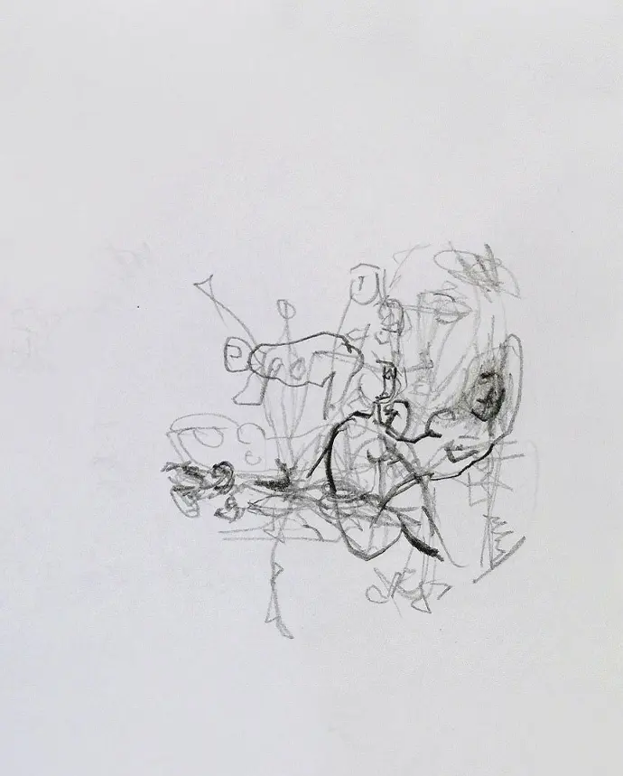 Nu, dessin automatique contemporain abstrait #3
