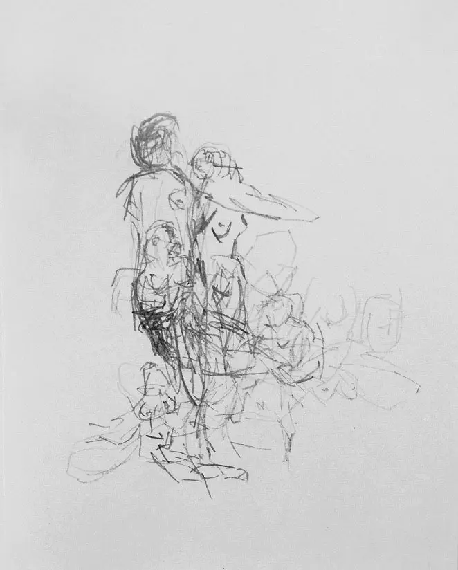 Nu, dessin automatique contemporain abstrait #4