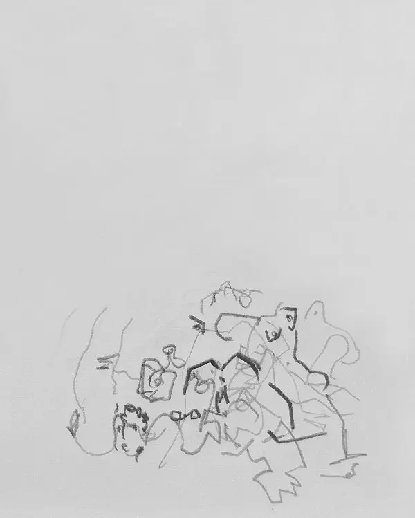 Nu, dessin automatique contemporain abstrait #2