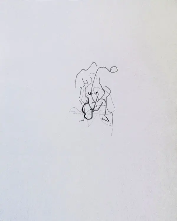 Nu, dessin automatique contemporain abstrait #1