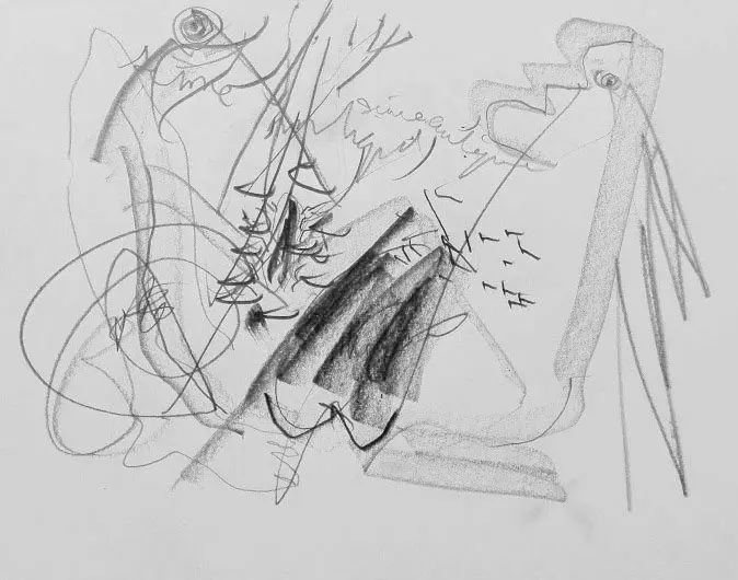 Nu, dessin automatique contemporain abstrait érotique #7